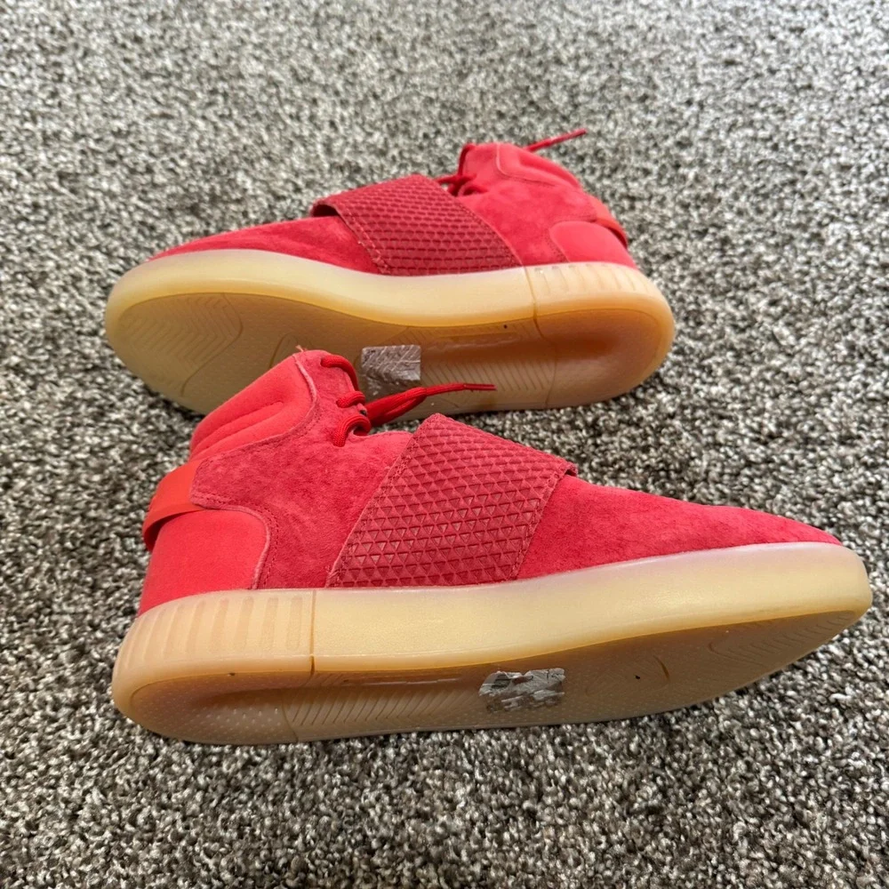 Adidas Ortholite Tubular Invader Strap Red Suede High Top‎ Sneakers US6
